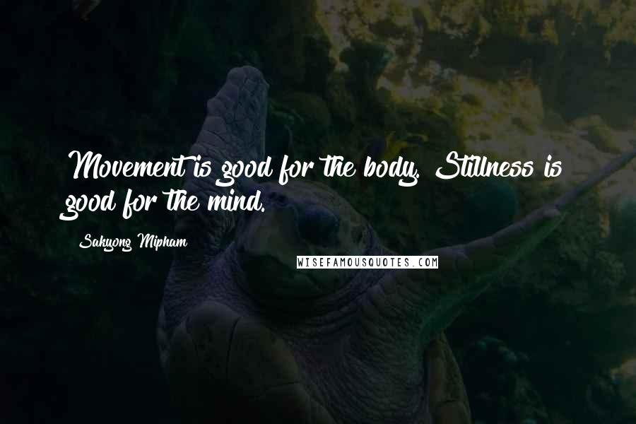 Sakyong Mipham Quotes: Movement is good for the body. Stillness is good for the mind.