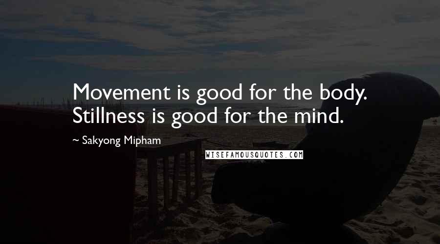 Sakyong Mipham Quotes: Movement is good for the body. Stillness is good for the mind.