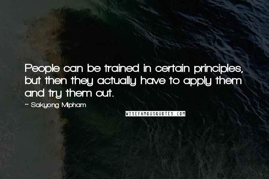 Sakyong Mipham Quotes: People can be trained in certain principles, but then they actually have to apply them and try them out.