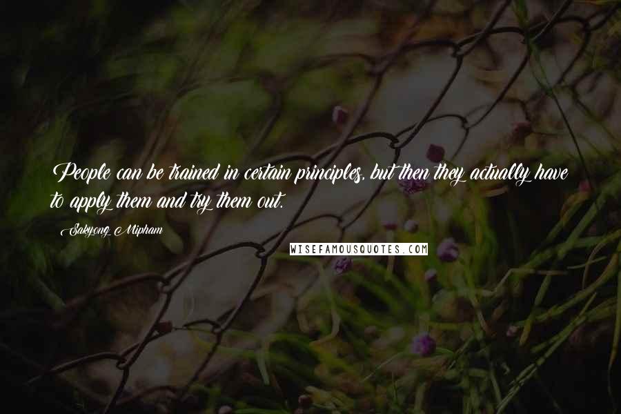 Sakyong Mipham Quotes: People can be trained in certain principles, but then they actually have to apply them and try them out.