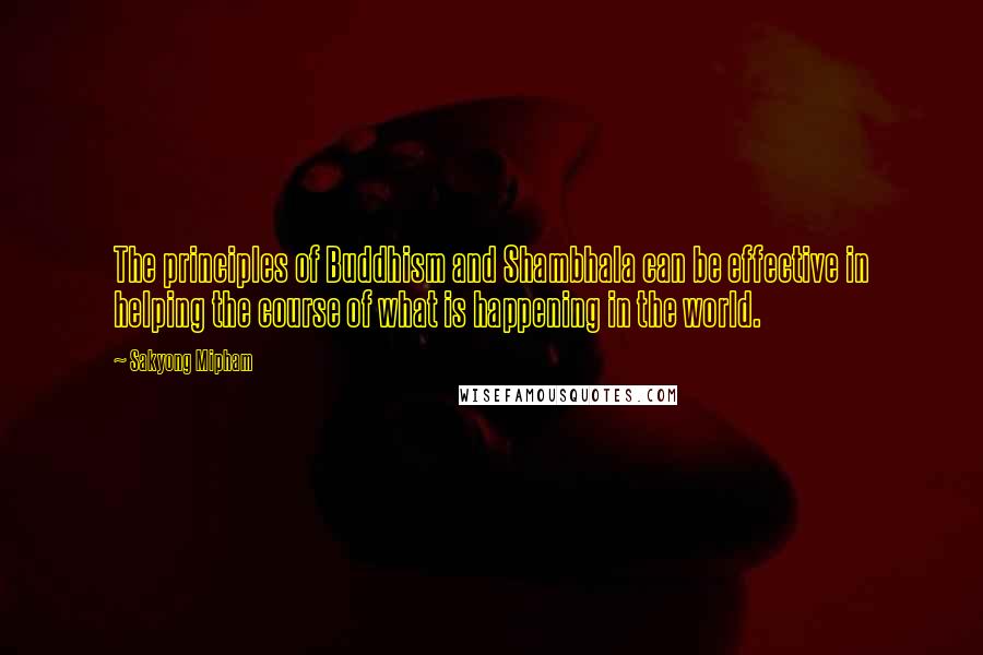 Sakyong Mipham Quotes: The principles of Buddhism and Shambhala can be effective in helping the course of what is happening in the world.