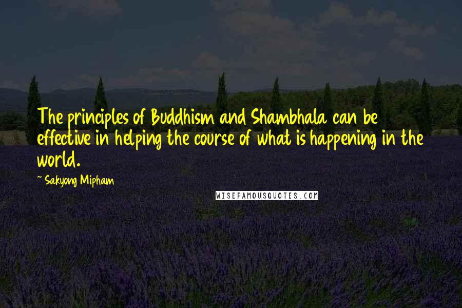 Sakyong Mipham Quotes: The principles of Buddhism and Shambhala can be effective in helping the course of what is happening in the world.