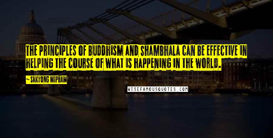 Sakyong Mipham Quotes: The principles of Buddhism and Shambhala can be effective in helping the course of what is happening in the world.