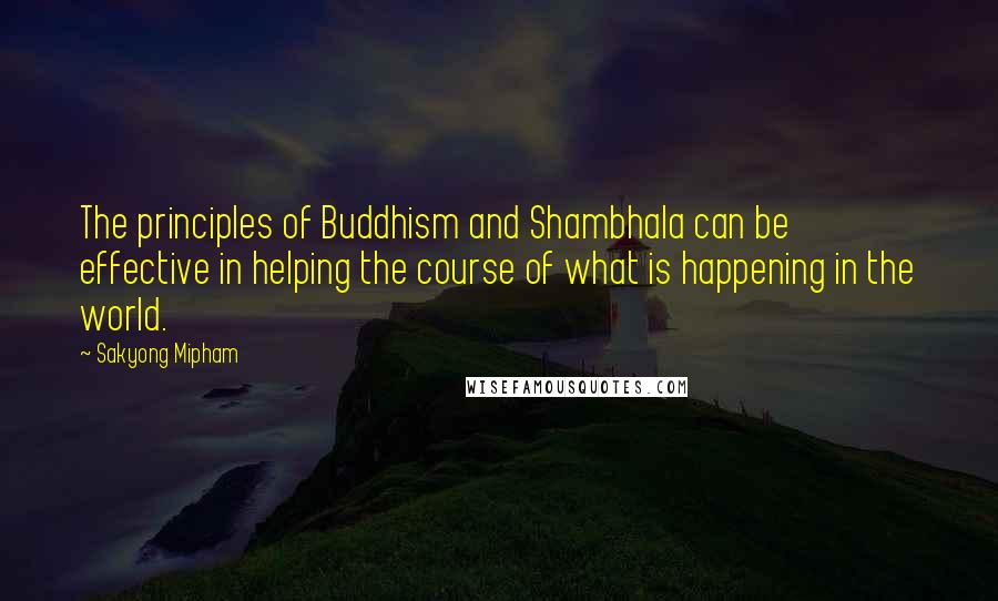 Sakyong Mipham Quotes: The principles of Buddhism and Shambhala can be effective in helping the course of what is happening in the world.