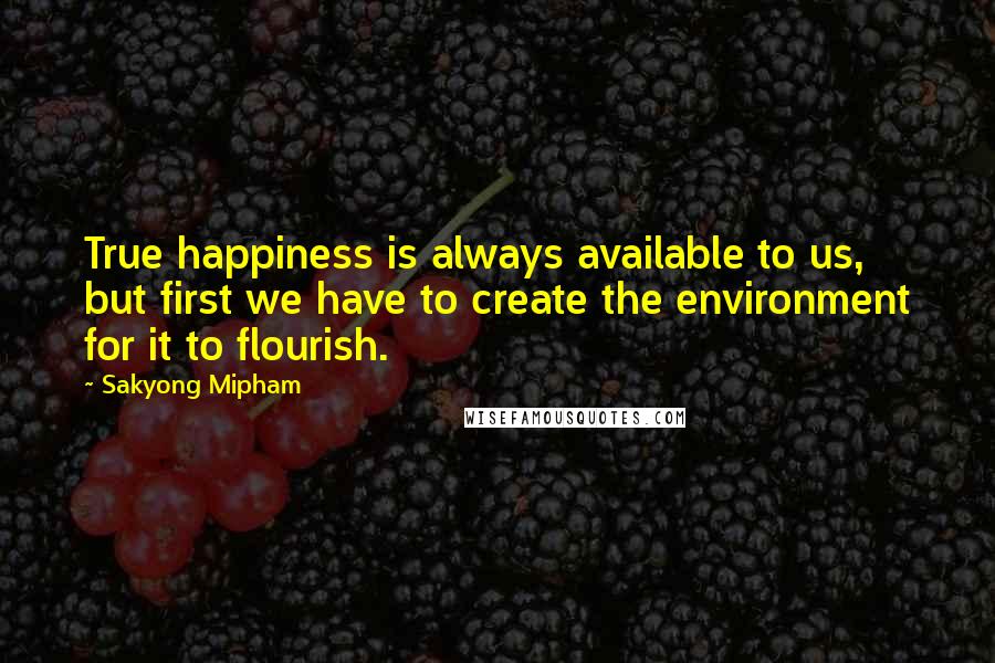 Sakyong Mipham Quotes: True happiness is always available to us, but first we have to create the environment for it to flourish.