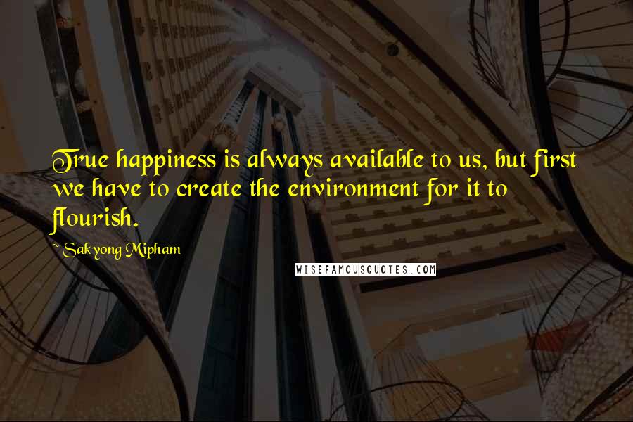 Sakyong Mipham Quotes: True happiness is always available to us, but first we have to create the environment for it to flourish.