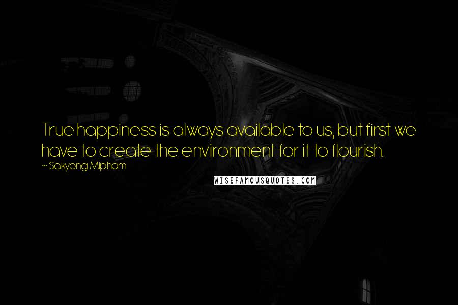 Sakyong Mipham Quotes: True happiness is always available to us, but first we have to create the environment for it to flourish.