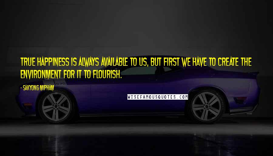 Sakyong Mipham Quotes: True happiness is always available to us, but first we have to create the environment for it to flourish.