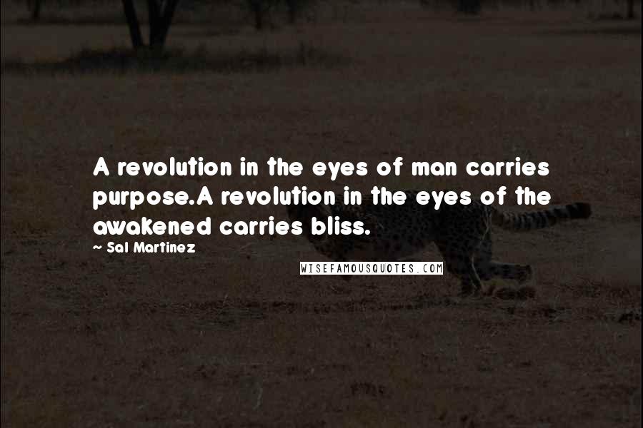 Sal Martinez Quotes: A revolution in the eyes of man carries purpose.A revolution in the eyes of the awakened carries bliss.