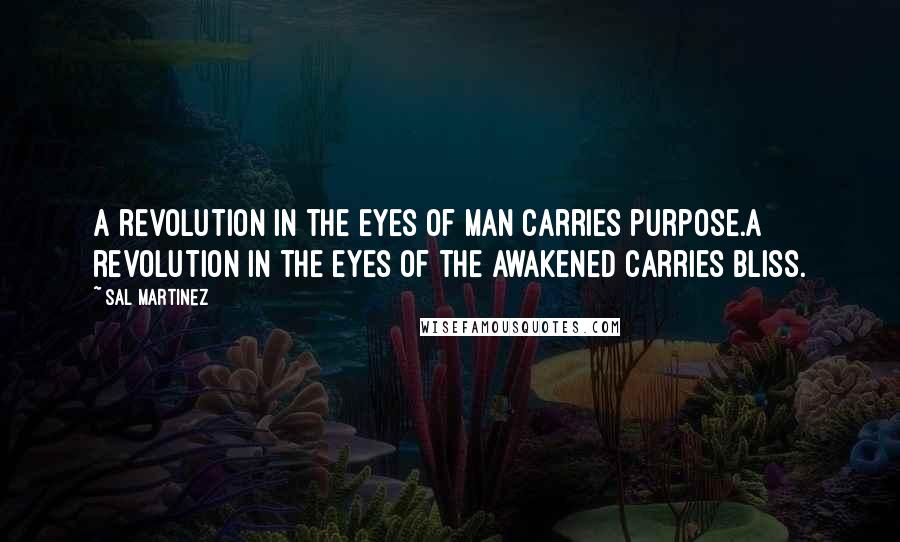 Sal Martinez Quotes: A revolution in the eyes of man carries purpose.A revolution in the eyes of the awakened carries bliss.