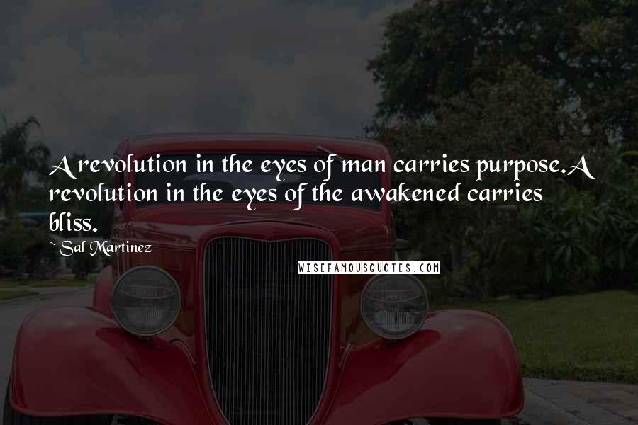 Sal Martinez Quotes: A revolution in the eyes of man carries purpose.A revolution in the eyes of the awakened carries bliss.