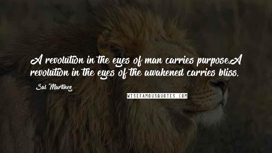 Sal Martinez Quotes: A revolution in the eyes of man carries purpose.A revolution in the eyes of the awakened carries bliss.