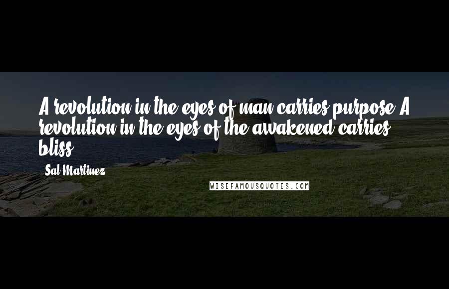 Sal Martinez Quotes: A revolution in the eyes of man carries purpose.A revolution in the eyes of the awakened carries bliss.