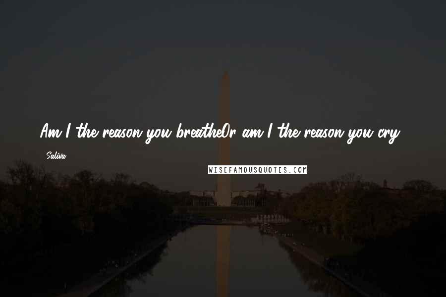 Saliva Quotes: Am I the reason you breatheOr am I the reason you cry?