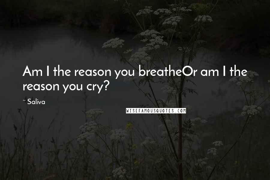 Saliva Quotes: Am I the reason you breatheOr am I the reason you cry?