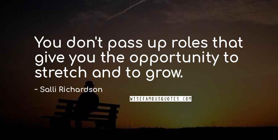 Salli Richardson Quotes: You don't pass up roles that give you the opportunity to stretch and to grow.
