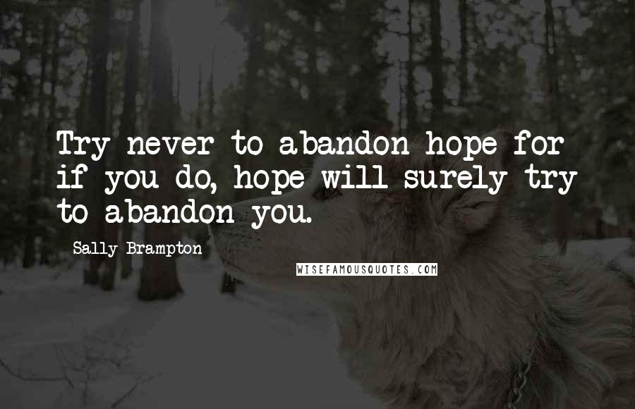 Sally Brampton Quotes: Try never to abandon hope for if you do, hope will surely try to abandon you.