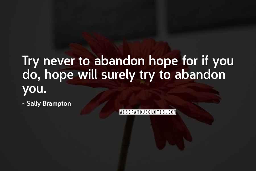 Sally Brampton Quotes: Try never to abandon hope for if you do, hope will surely try to abandon you.