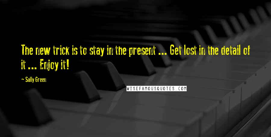 Sally Green Quotes: The new trick is to stay in the present ... Get lost in the detail of it ... Enjoy it!