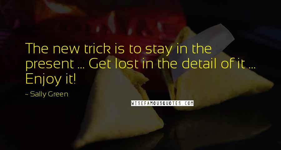 Sally Green Quotes: The new trick is to stay in the present ... Get lost in the detail of it ... Enjoy it!