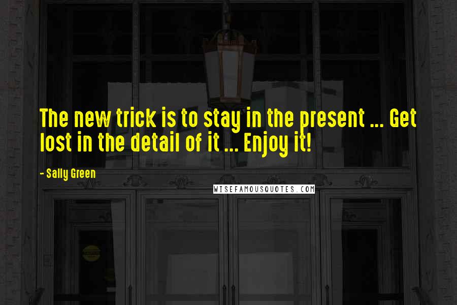 Sally Green Quotes: The new trick is to stay in the present ... Get lost in the detail of it ... Enjoy it!