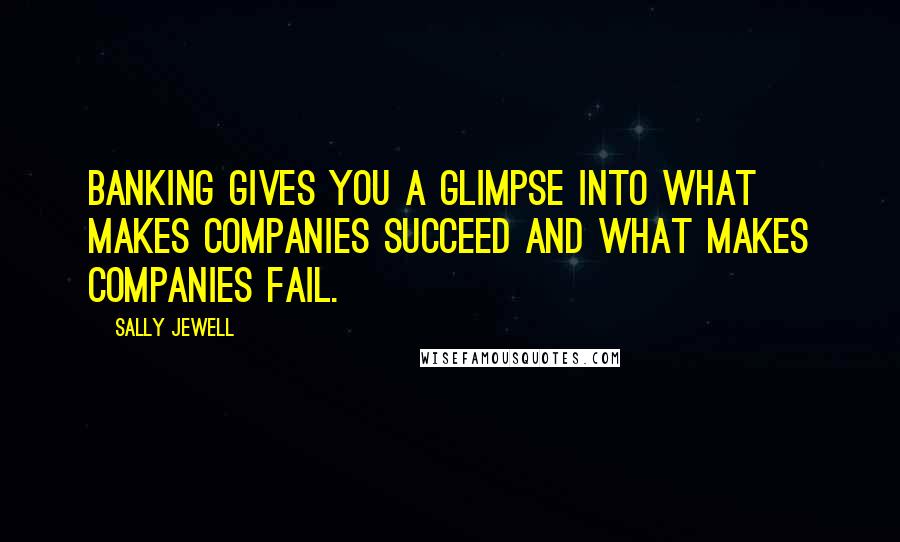 Sally Jewell Quotes: Banking gives you a glimpse into what makes companies succeed and what makes companies fail.