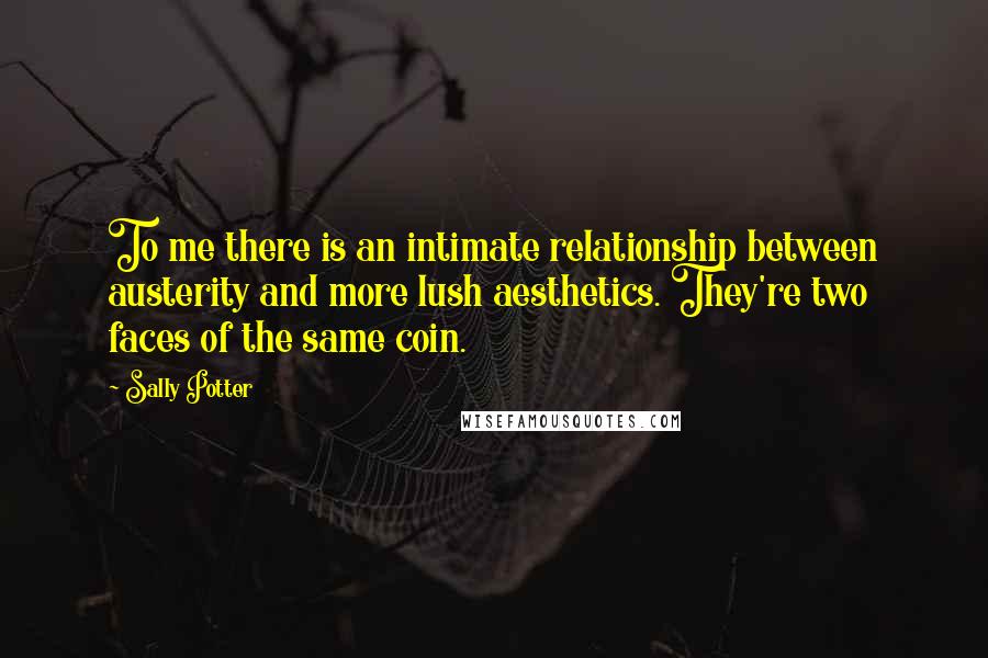 Sally Potter Quotes: To me there is an intimate relationship between austerity and more lush aesthetics. They're two faces of the same coin.