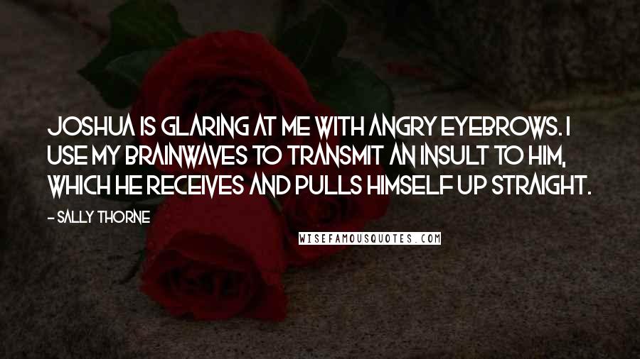 Sally Thorne Quotes: Joshua is glaring at me with angry eyebrows. I use my brainwaves to transmit an insult to him, which he receives and pulls himself up straight.