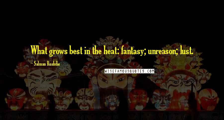 Salman Rushdie Quotes: What grows best in the heat: fantasy; unreason; lust.