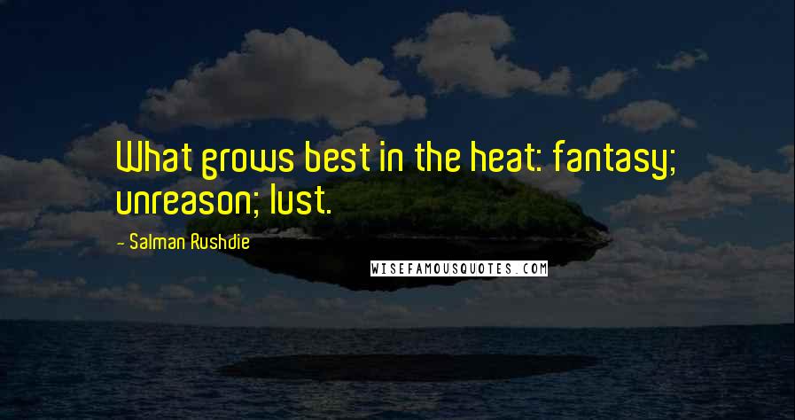 Salman Rushdie Quotes: What grows best in the heat: fantasy; unreason; lust.