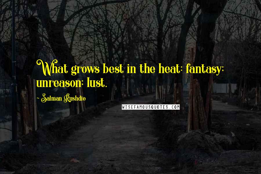 Salman Rushdie Quotes: What grows best in the heat: fantasy; unreason; lust.