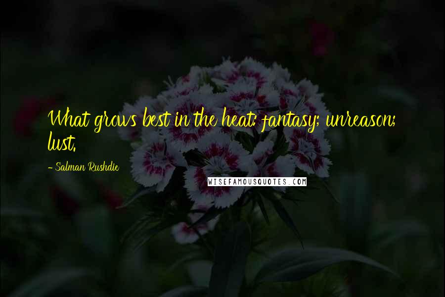 Salman Rushdie Quotes: What grows best in the heat: fantasy; unreason; lust.