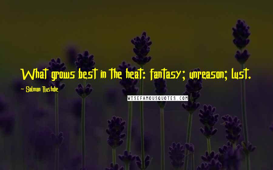 Salman Rushdie Quotes: What grows best in the heat: fantasy; unreason; lust.