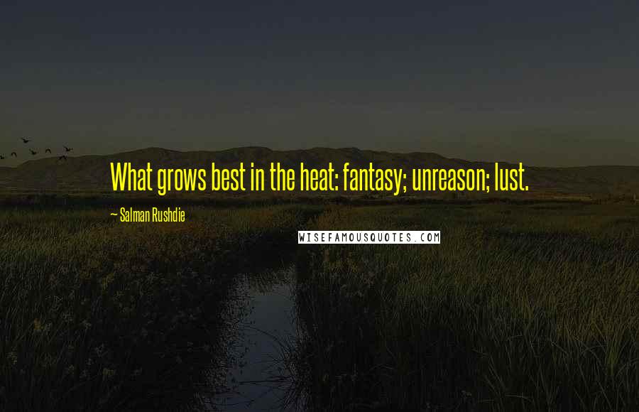 Salman Rushdie Quotes: What grows best in the heat: fantasy; unreason; lust.