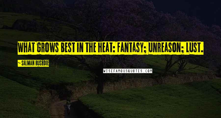 Salman Rushdie Quotes: What grows best in the heat: fantasy; unreason; lust.