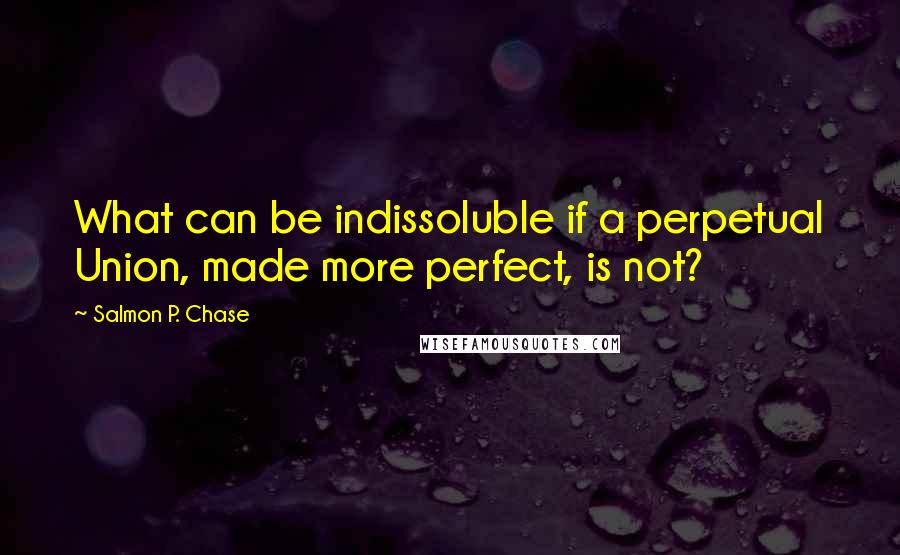 Salmon P. Chase Quotes: What can be indissoluble if a perpetual Union, made more perfect, is not?