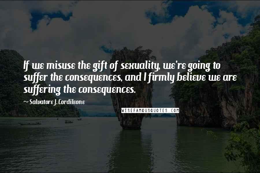 Salvatore J. Cordileone Quotes: If we misuse the gift of sexuality, we're going to suffer the consequences, and I firmly believe we are suffering the consequences.