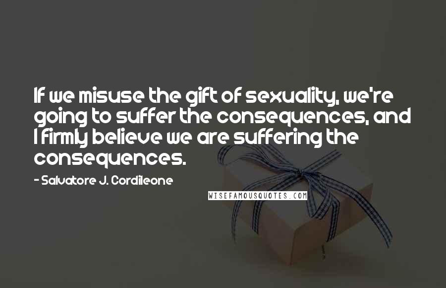 Salvatore J. Cordileone Quotes: If we misuse the gift of sexuality, we're going to suffer the consequences, and I firmly believe we are suffering the consequences.