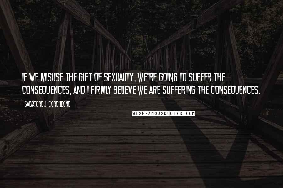 Salvatore J. Cordileone Quotes: If we misuse the gift of sexuality, we're going to suffer the consequences, and I firmly believe we are suffering the consequences.