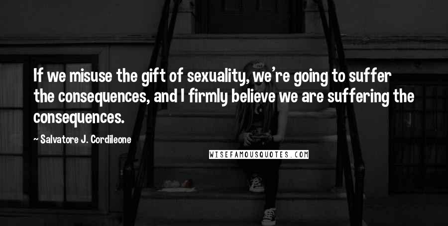 Salvatore J. Cordileone Quotes: If we misuse the gift of sexuality, we're going to suffer the consequences, and I firmly believe we are suffering the consequences.