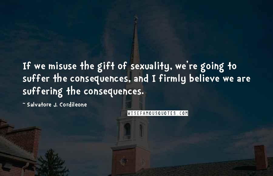 Salvatore J. Cordileone Quotes: If we misuse the gift of sexuality, we're going to suffer the consequences, and I firmly believe we are suffering the consequences.