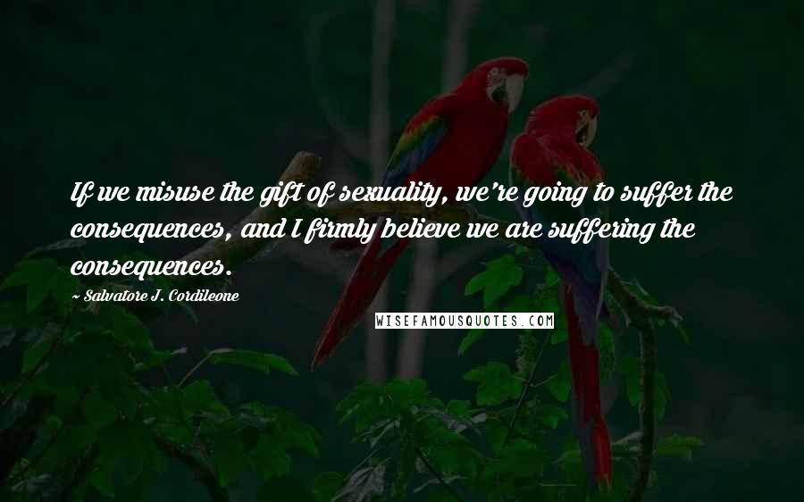 Salvatore J. Cordileone Quotes: If we misuse the gift of sexuality, we're going to suffer the consequences, and I firmly believe we are suffering the consequences.