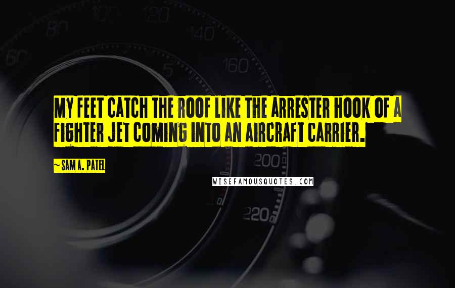 Sam A. Patel Quotes: My feet catch the roof like the arrester hook of a fighter jet coming into an aircraft carrier.