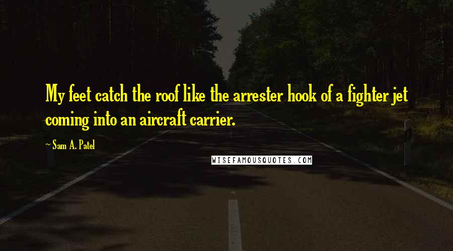 Sam A. Patel Quotes: My feet catch the roof like the arrester hook of a fighter jet coming into an aircraft carrier.