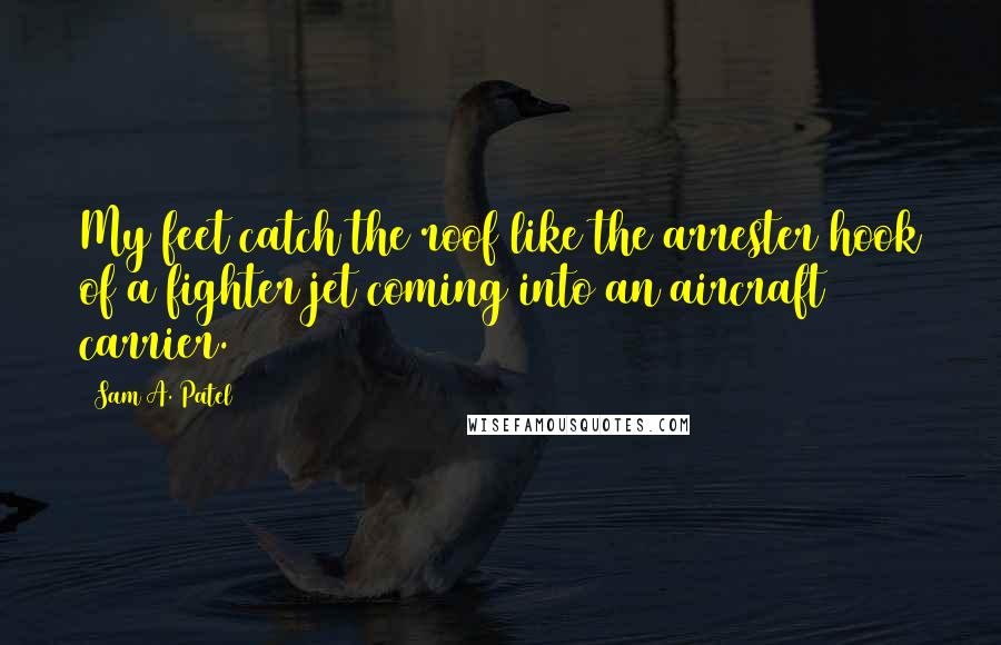 Sam A. Patel Quotes: My feet catch the roof like the arrester hook of a fighter jet coming into an aircraft carrier.