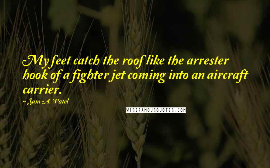 Sam A. Patel Quotes: My feet catch the roof like the arrester hook of a fighter jet coming into an aircraft carrier.