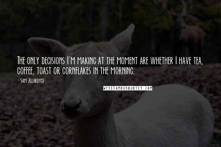 Sam Allardyce Quotes: The only decisions I'm making at the moment are whether I have tea, coffee, toast or cornflakes in the morning.