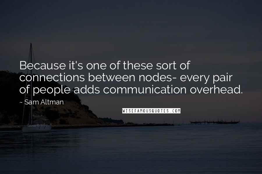 Sam Altman Quotes: Because it's one of these sort of connections between nodes- every pair of people adds communication overhead.