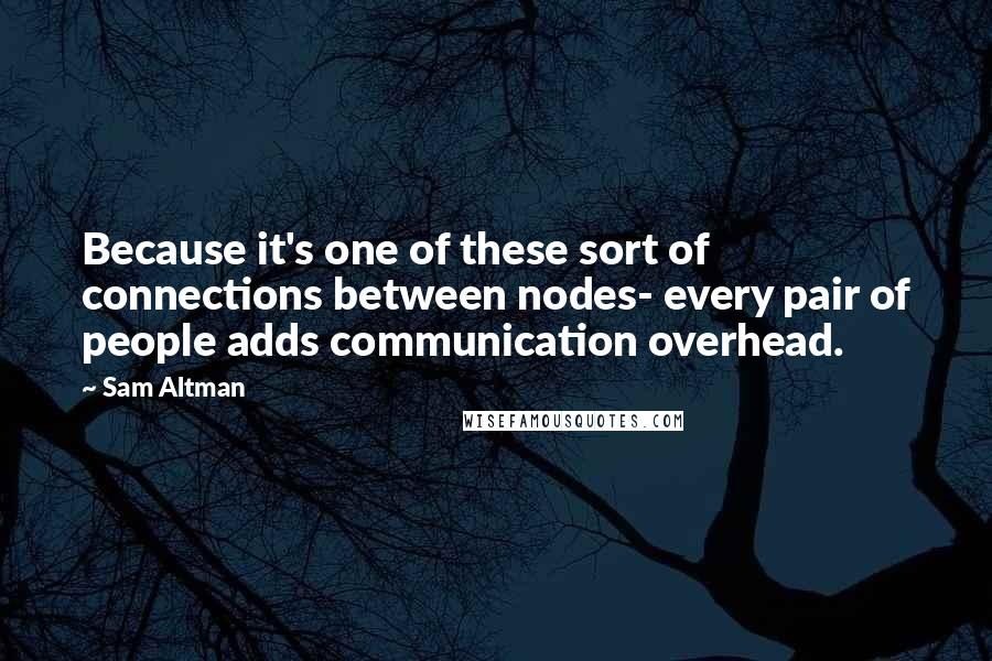 Sam Altman Quotes: Because it's one of these sort of connections between nodes- every pair of people adds communication overhead.