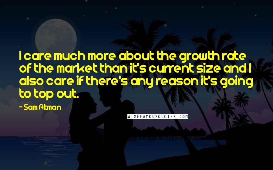 Sam Altman Quotes: I care much more about the growth rate of the market than it's current size and I also care if there's any reason it's going to top out.